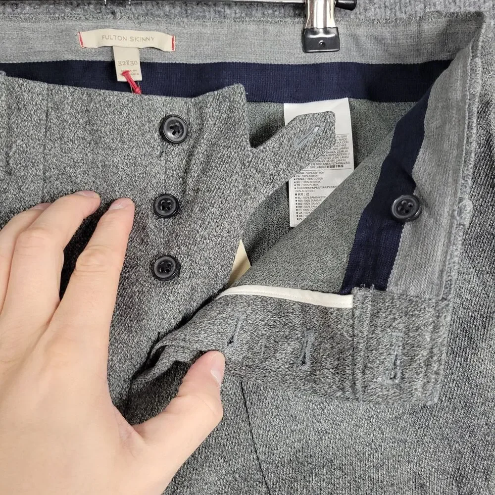 NWT BANANA REPUBLIC Gray Fulton Skinny Heritage Collection Twill Pant SIZE 32x30